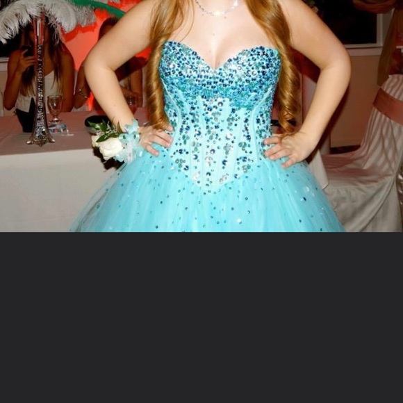 Teal Sweet 16 dress - prom dress - quinceanera dress - Picture 2 of 11
